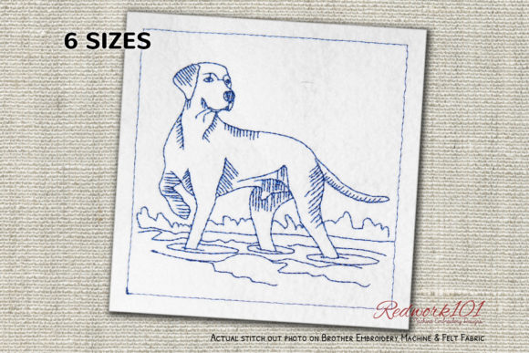 A Review of the Vizsla Dog Playing in Water Redwork Design