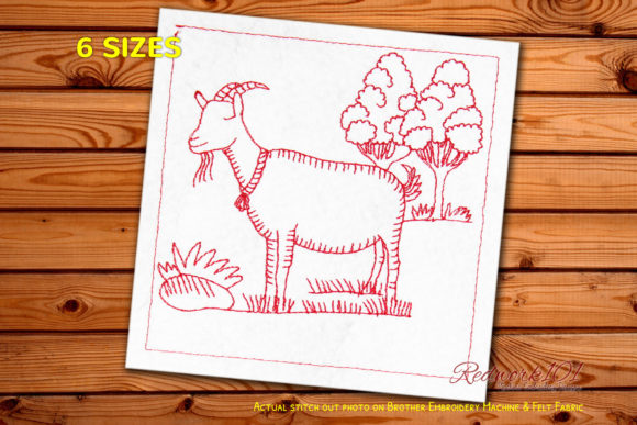 A Sweet Redwork Goat Embroidery for Meaningful Gifts