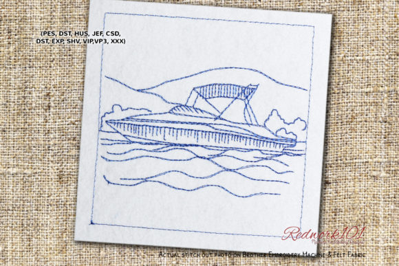 Deck Boat Redwork: A Cozy Embroidery Design for Handmade Gifts