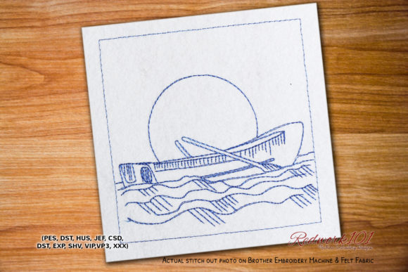 Dinghy Boat Redwork: A Cozy Seasonal Embroidery Design