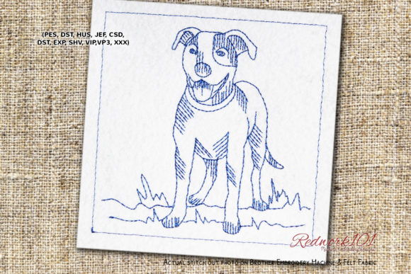Embroidery Designer Review: American Pit Bull Terrier Redwork