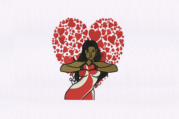 Heart Warming Woman Embroidery for Boutique Apparel