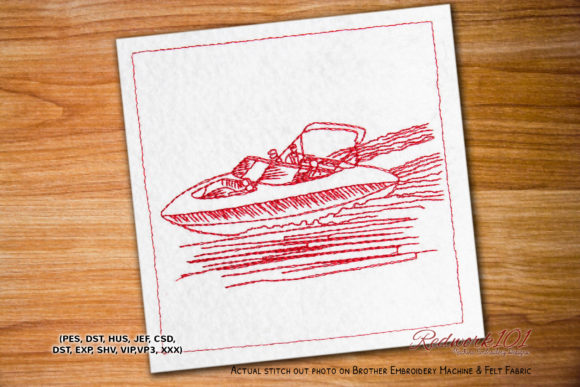 Jetski Speedboat Redwork Embroidery Design Review